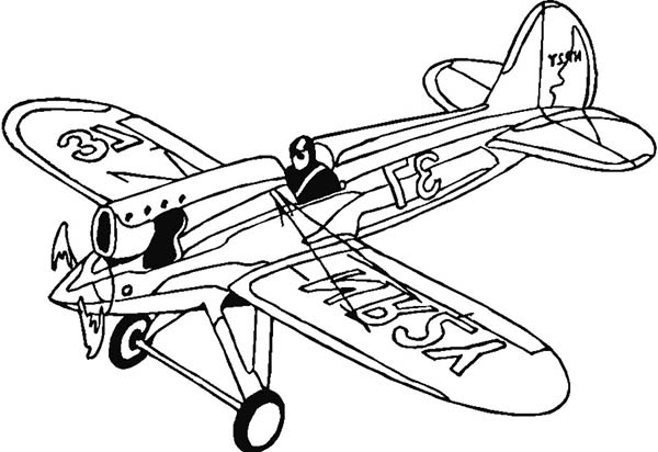 Single Engine Fighter Coloring Page 600x412 Single Engine Fighter Coloring Page