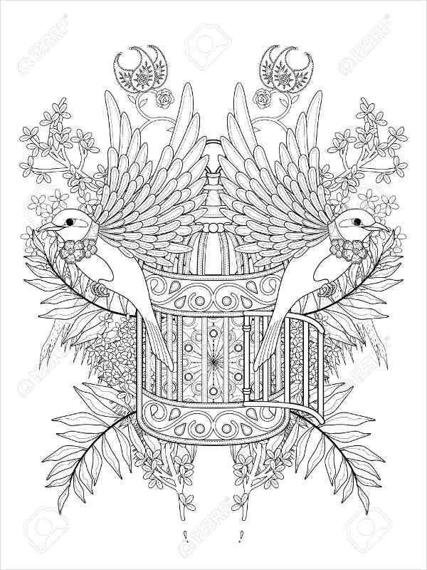Bird In Cage Coloring Page