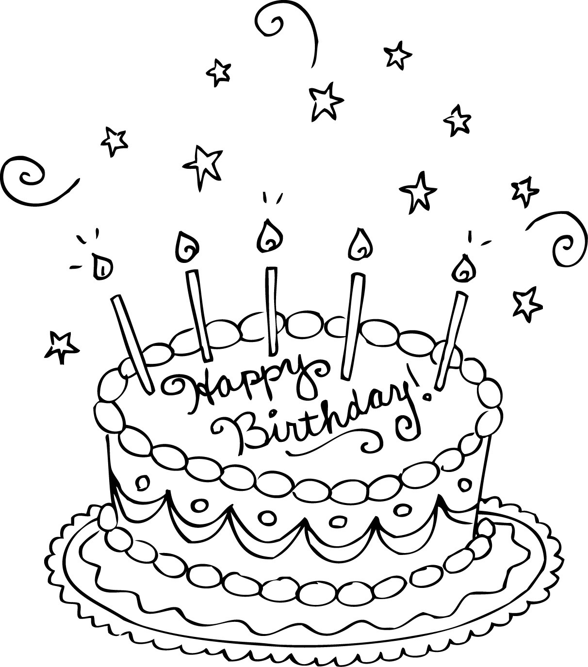 1212x1375 Birthday Cake Coloring Pages