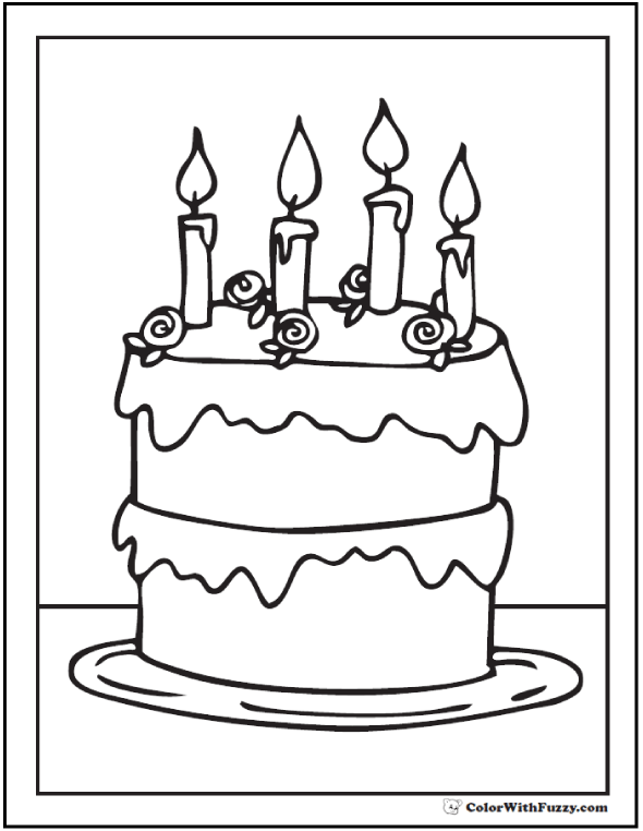 Add Candles To The Birthday Cake Coloring Page 28 Birthday Cake 590x762 Add Candles To The Birthday Cake Coloring Page 28 Birthday Cake