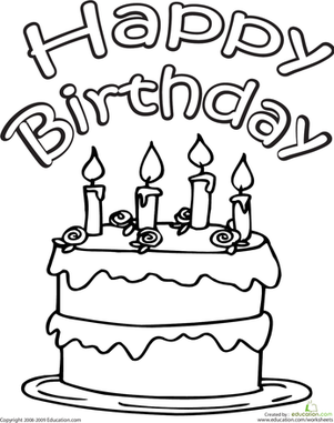 301x381 Color The Happy Birthday Cake Worksheet