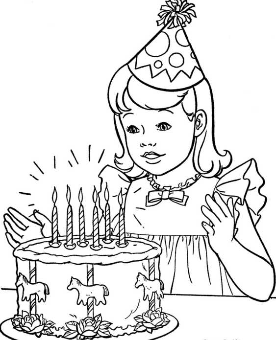 Happy Birthday Cake Coloring Pages For Girls 563x695 Happy Birthday Cake Coloring Pages For Girls