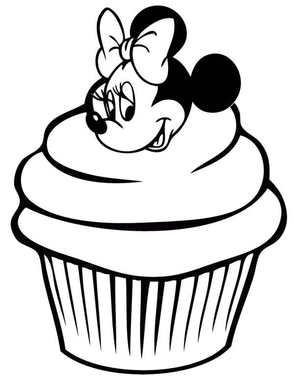 600x776 Cute Minnie Mouse Cupcake Coloring Page Netart Birthday Cupcake