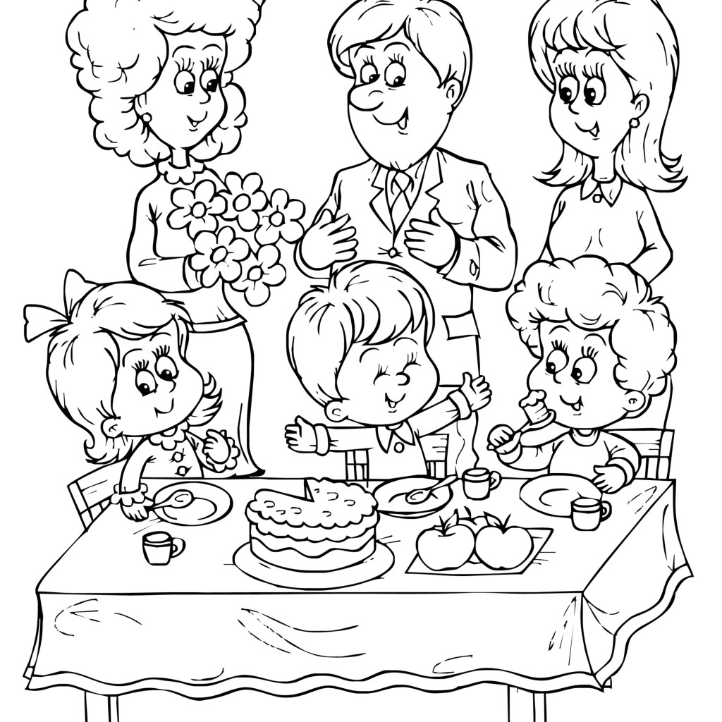Drawing Of Birthday Party Birthday Party Coloring Pages Download 1024x1024 Drawing Of Birthday Party Birthday Party Coloring Pages Download