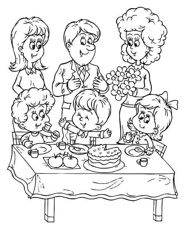 A Family Celebrate Birthday Boy Party Coloring Pages Best Place 600x747 A Family Celebrate Birthday Boy Party Coloring Pages Best Place