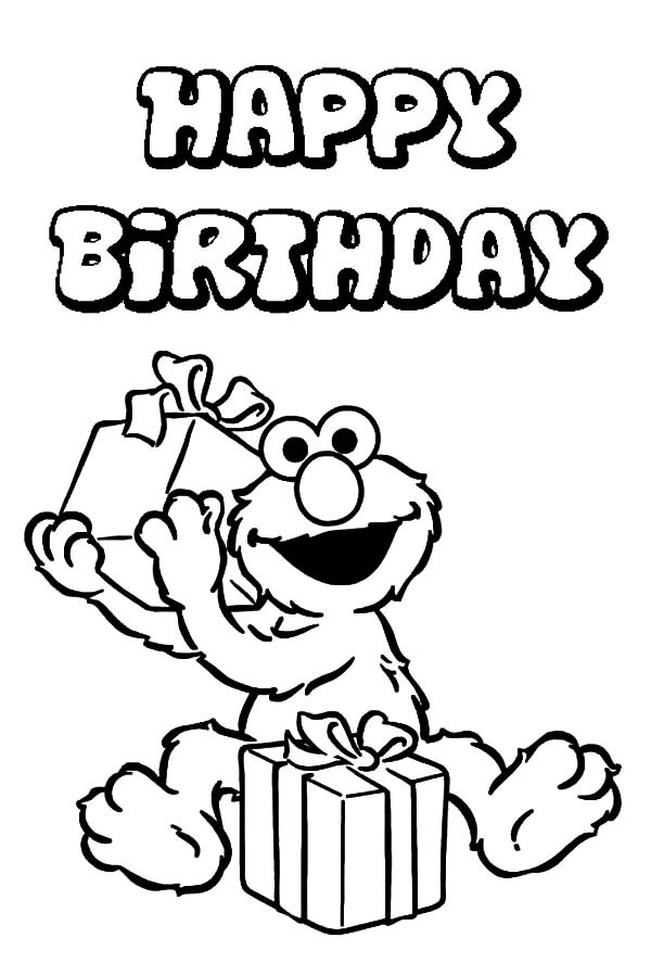 600x887 Elmo Curious About His Birthday Present Coloring Pages Best