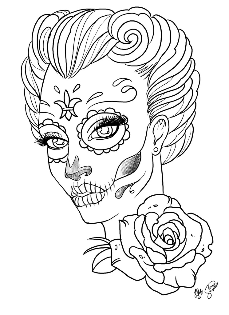Coloring Pages For Adult Tattoo Sugar Skull Regarding Black 745x1024 Coloring Pages For Adult Tattoo Sugar Skull Regarding Black