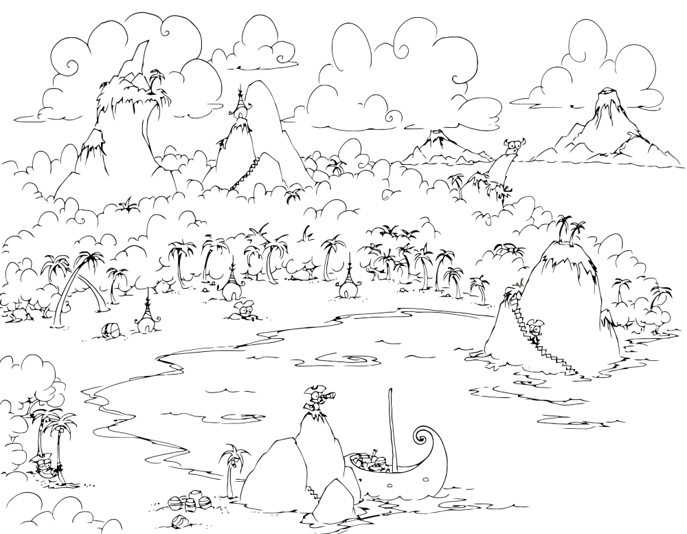 Coloring Page A Monkey Pirate Cove 1000x777 Coloring Page A Monkey Pirate Cove