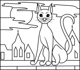 256x226 Black Cat Coloring Page. Printables. Apps For Kids.