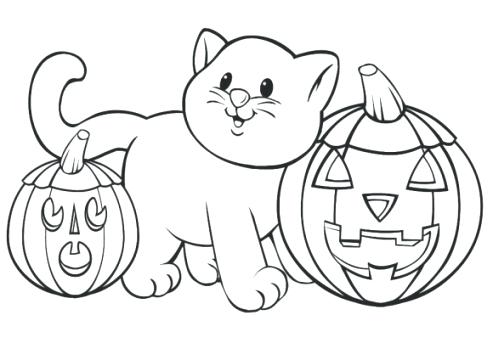 493x343 Halloween Cats Coloring Pages Halloween Black Cat Colouring Pages