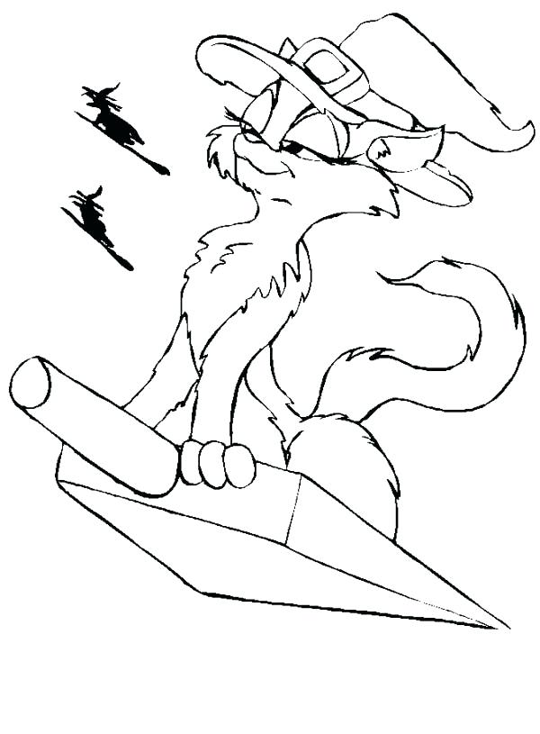 600x815 Halloween Cats Coloring Pages Witch Cat Riding Scoop On Day