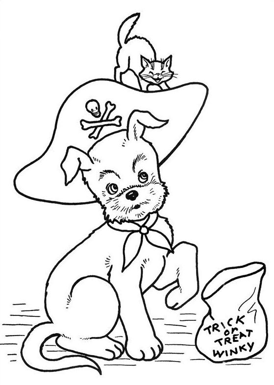 559x786 Cat And Dog Halloween Coloring Pages