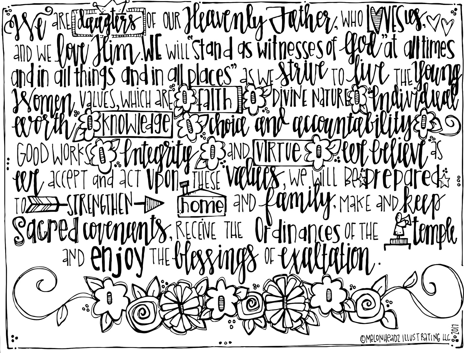 1600x1219 Melonheadz Lds Illustrating Young Women's Theme Coloring Page )