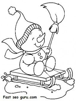 255x338 Printable Christmas Snowman Sledge Coloring Pages