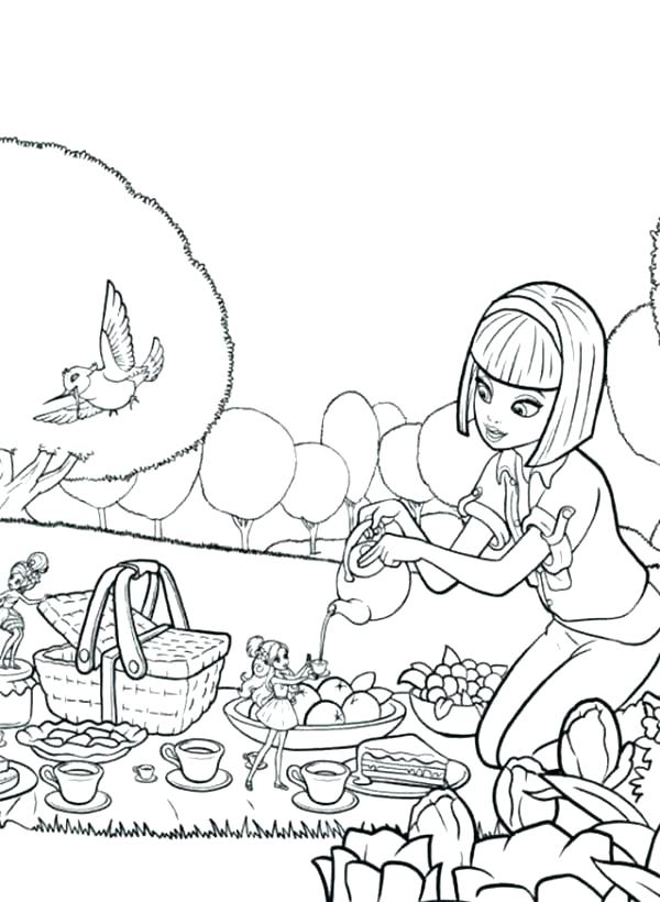 600x820 Picnic Coloring Pages Picnic Coloring Page Barbie Going Picnic
