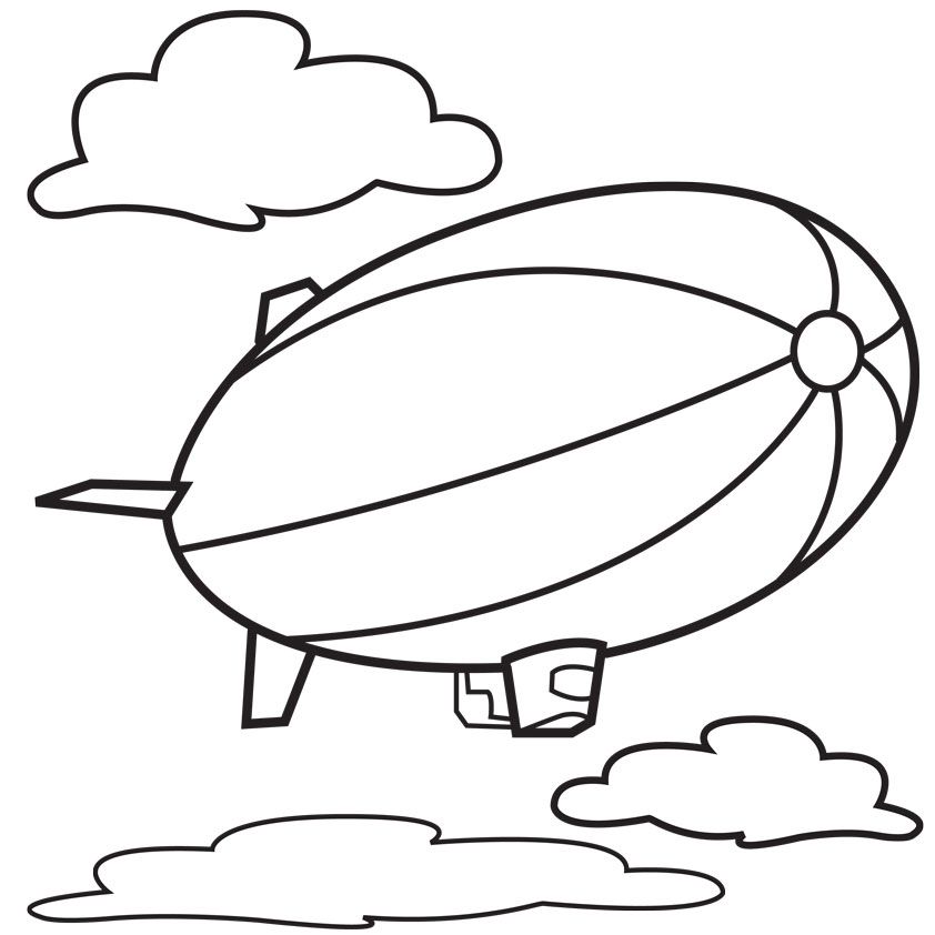 842x842 Hot Air Blimp Coloring Page, These Beach Scene Coloring Pages