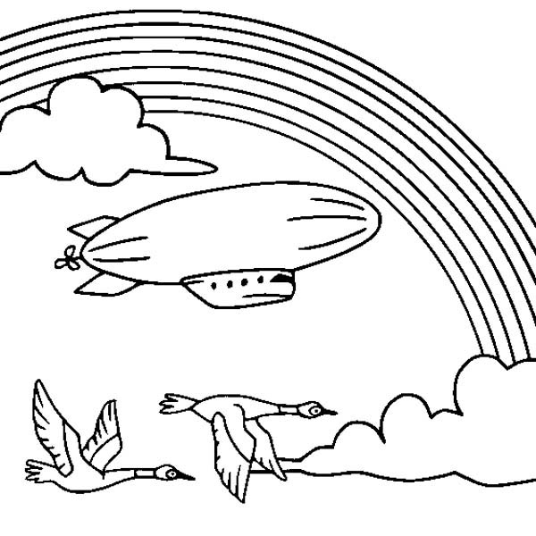 600x600 A Nice Rainbow Behind A Blimp Coloring Page