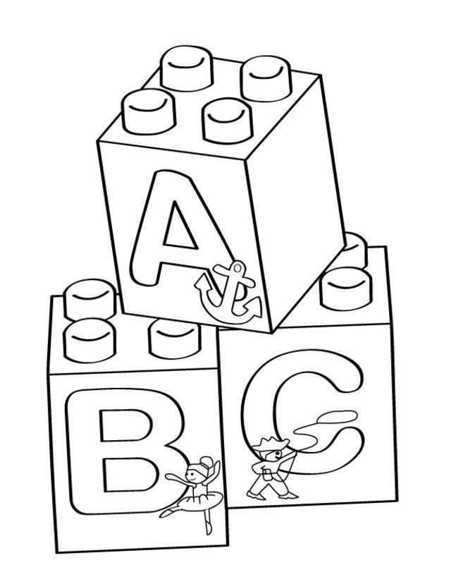 640x828 Lego A B C Blocks Coloring Page