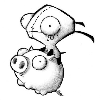 Gir And Piggy Coloring Pages 394x379 Gir And Piggy Coloring Pages