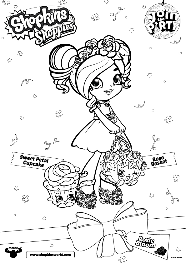 595x842 Join The Shopkins Party Coloring Rosie Bloom With Rosa Basket