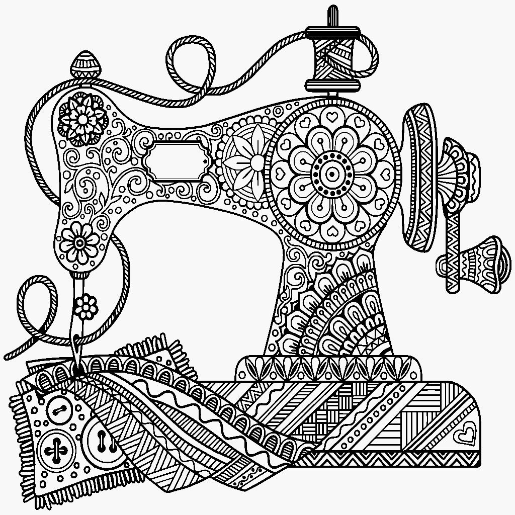 Antique Sewing Machine Zentangle Color Me App My Favoriet 1024x1024 Antique Sewing Machine Zentangle Color Me App My Favoriet