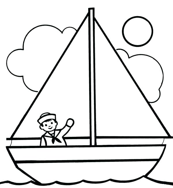 600x654 Boat Coloring Pages Coloring Boat Coloring Pages A Boy Waving His
