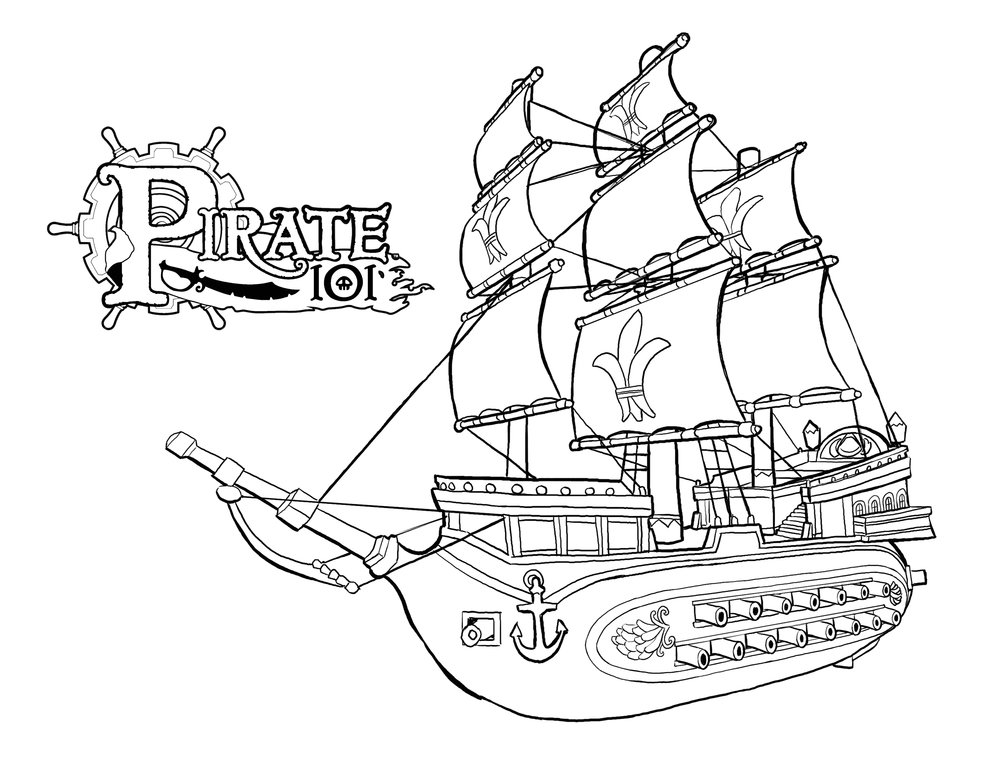 3300x2550 Sturdy Sunken Pirate Ship Coloring Page Bucky The Pages To Funny