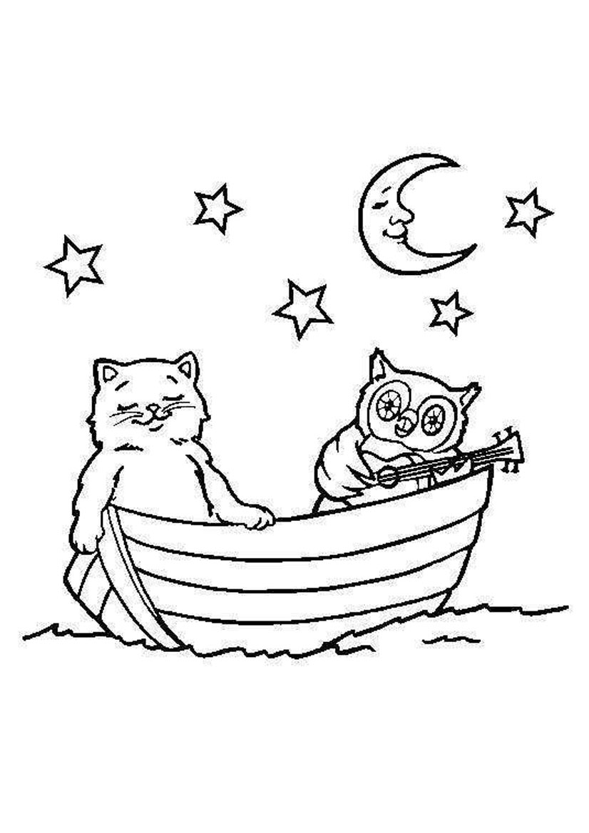 Cat And Owl In The Boat Coloring Pages Free Coloring Pages 826x1169 Cat And Owl In The Boat Coloring Pages Free Coloring Pages