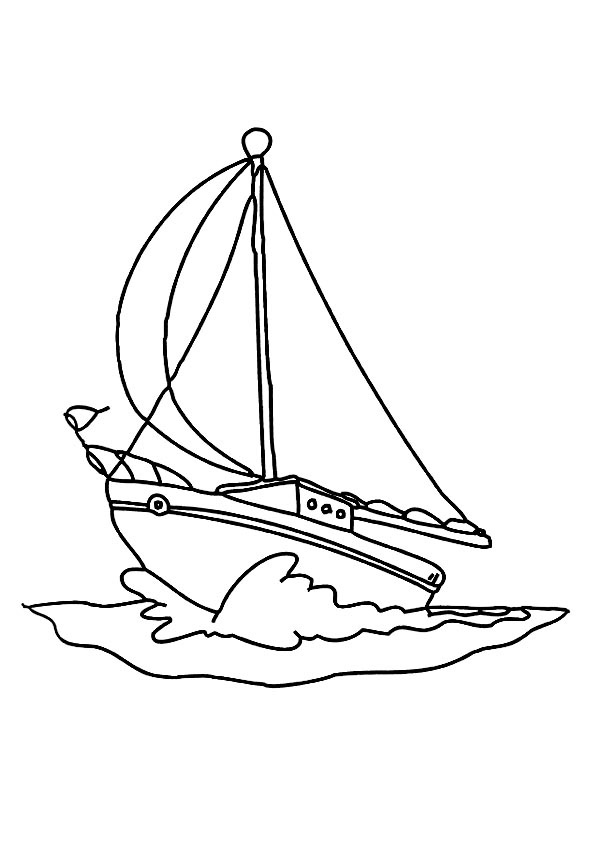 Drawn Yacht Colouring Page 595x842 Drawn Yacht Colouring Page