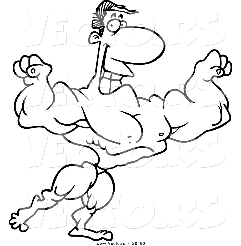 1024x1044 Vector Of A Cartoon Fleding Bodybuilder
