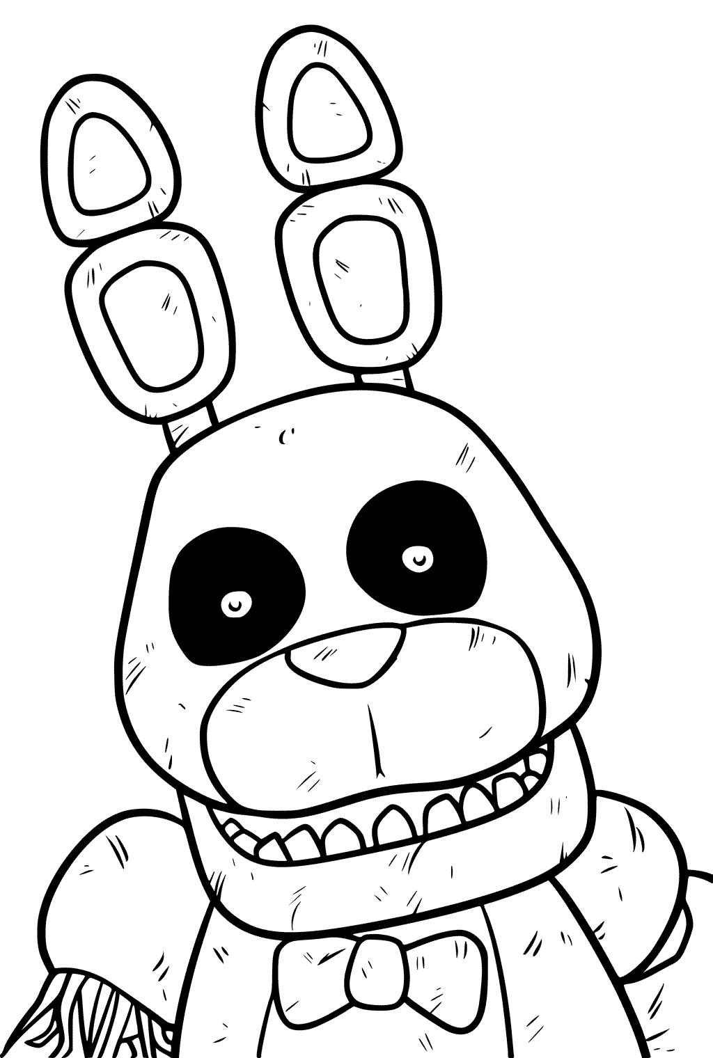 Fnaf Phantom Bonnie Portrait Colouring Pages 1024x1520 Fnaf Phantom Bonnie Portrait Colouring Pages