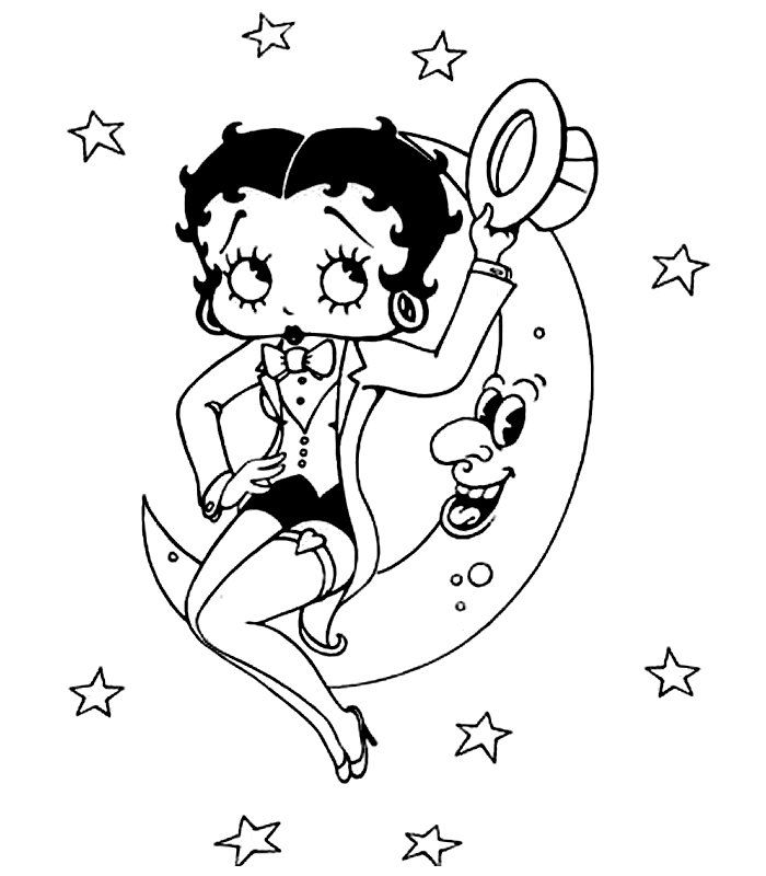 Betty Boop Page Coloring Book Betty Boop Surrounded By Stars 700x800 Betty Boop Page Coloring Book Betty Boop Surrounded By Stars