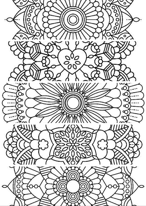 5 Bookmarks,printable Bookmarks, Instant Download, Pdf, Mandala 570x806 5 Bookmarks,printable Bookmarks, Instant Download, Pdf, Mandala