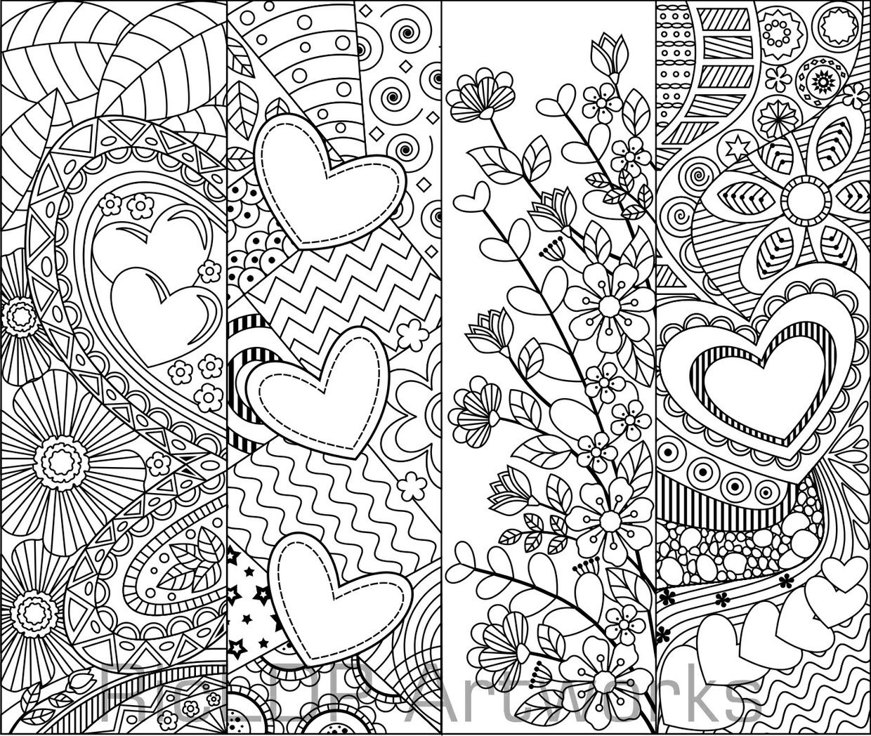 8 Valentines Coloring Bookmarks 1240x1048 8 Valentines Coloring Bookmarks