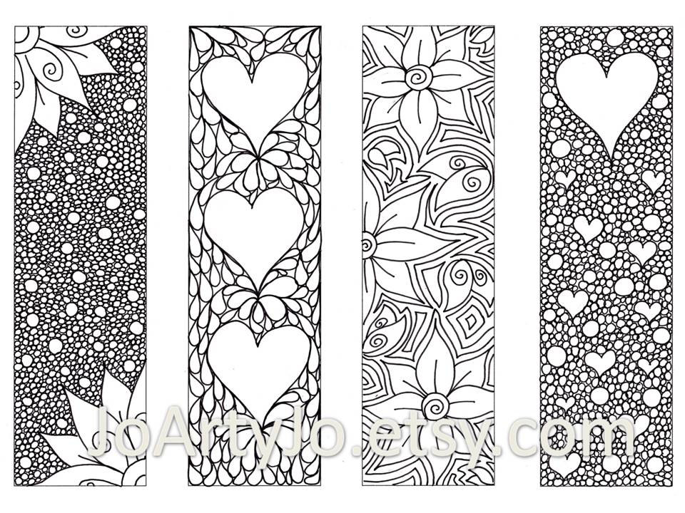Valentine's Bookmarks To Print And Color Zentangle 960x720 Valentine's Bookmarks To Print And Color Zentangle