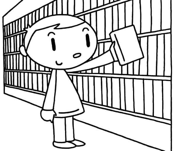 600x518 Kid Put A Book In The Bookshelf Coloring Pages Best Place To Color