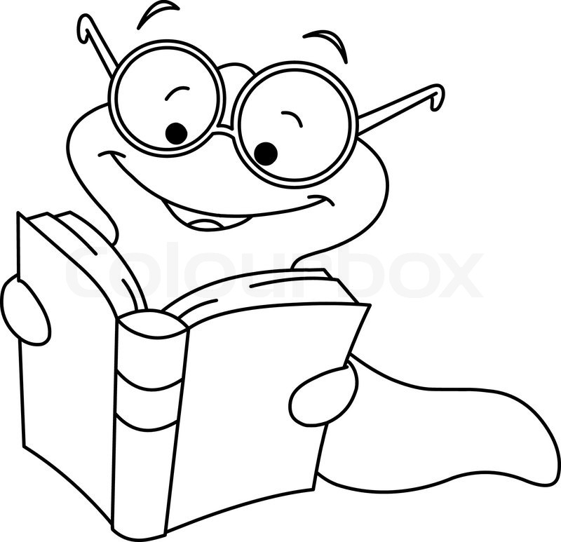 800x773 Outlined Book Worm Stock Vector Colourbox