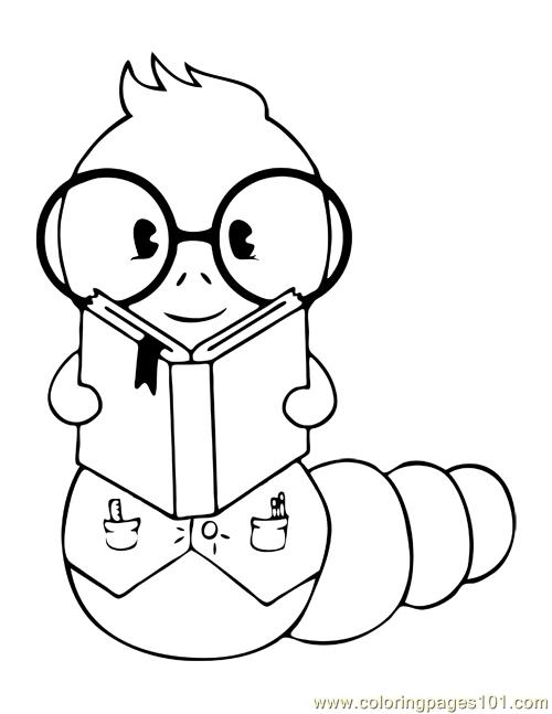 500x647 The Bookworm Coloring Page