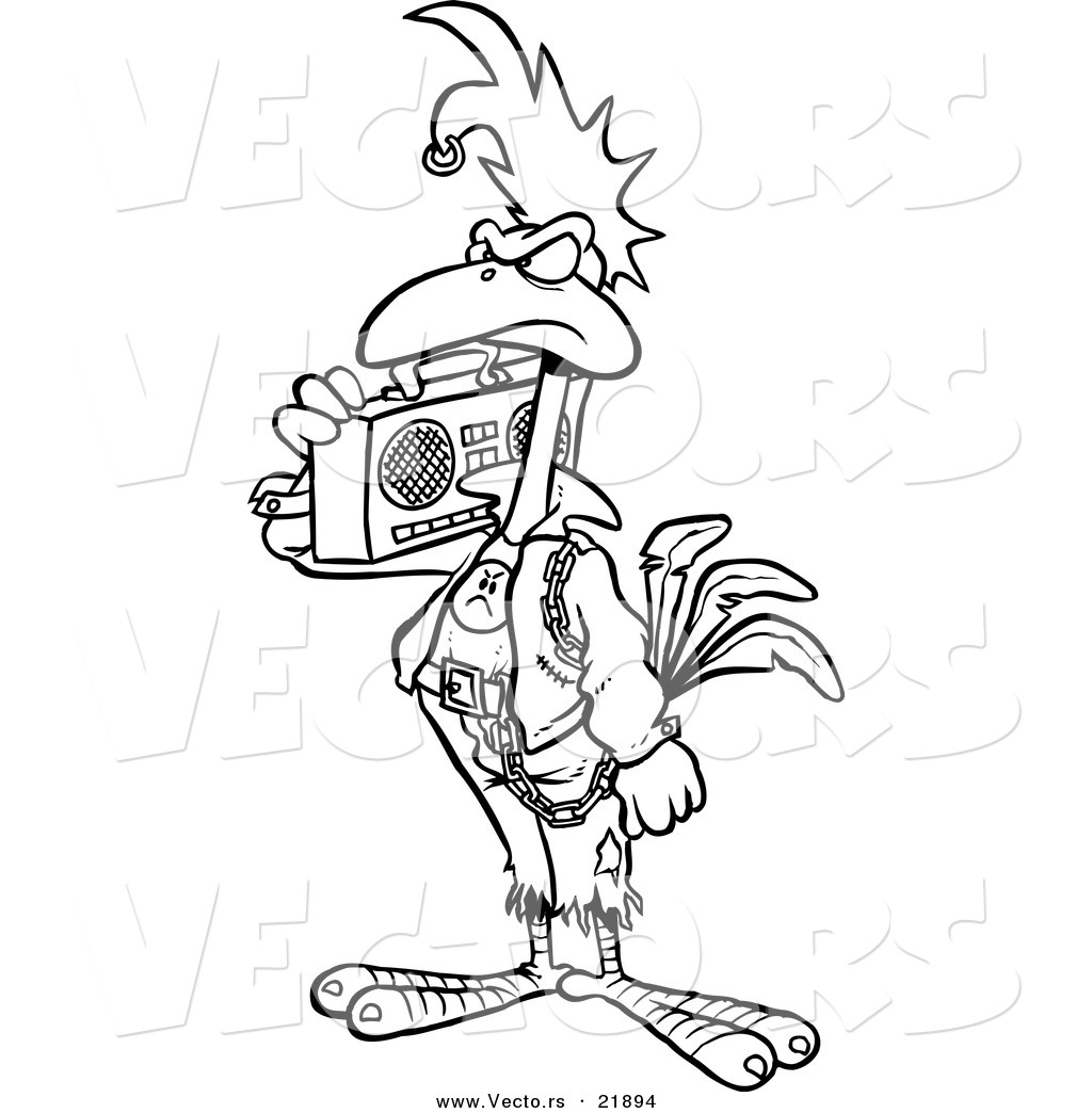 Vector Of A Cartoon Punky Rooster With A Boom Box 1024x1044 Vector Of A Cartoon Punky Rooster With A Boom Box
