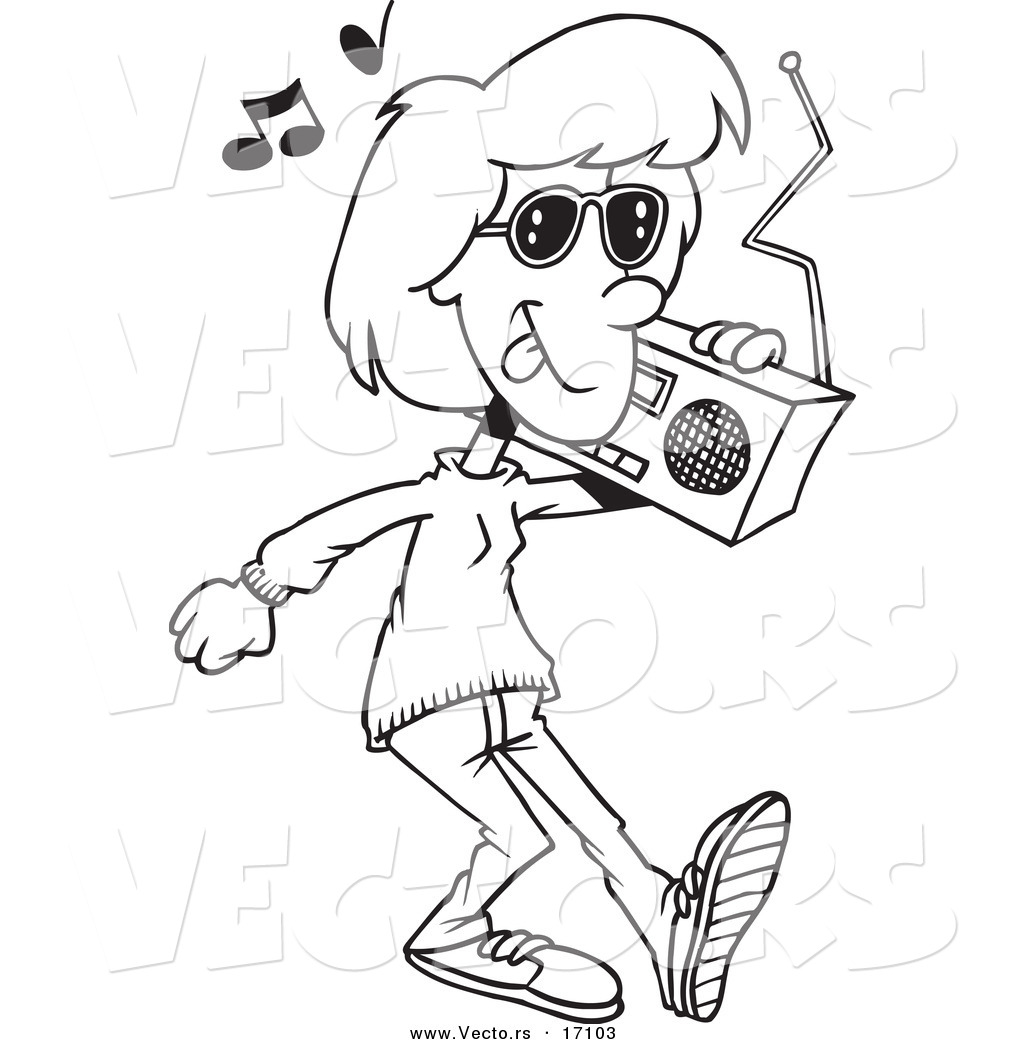 Vector Of A Cartoon Woman Carrying A Boom Box 1024x1044 Vector Of A Cartoon Woman Carrying A Boom Box