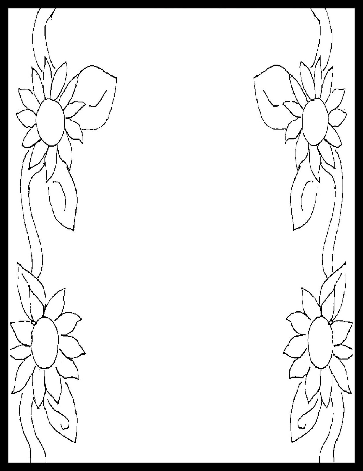 1232x1600 Flower Border Coloring Pages Printable Coloring For Kids 2018