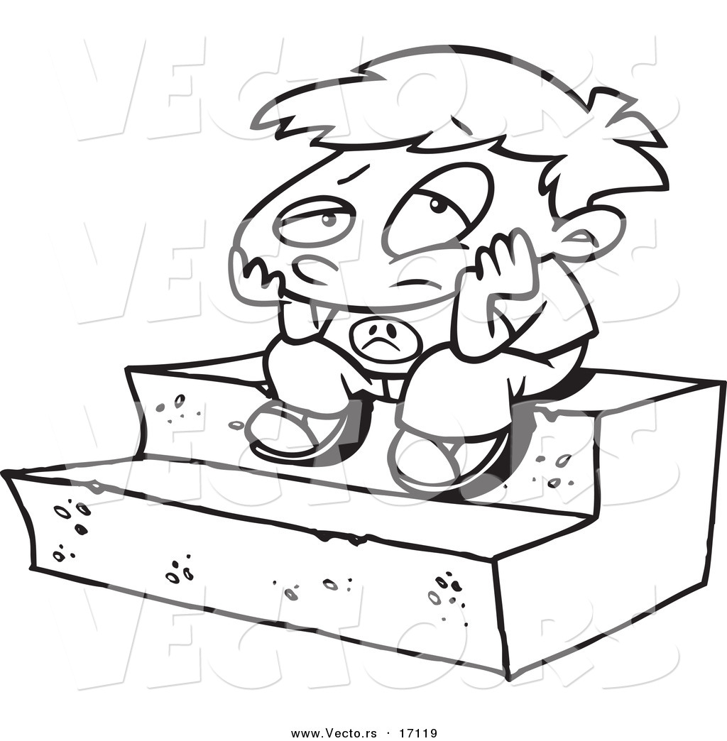 Vector Of A Cartoon Bored Boy Sitting On Steps 1024x1044 Vector Of A Cartoon Bored Boy Sitting On Steps
