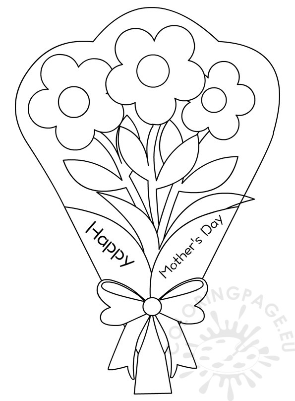 595x808 Flowers Bouquet Coloring Pages Mother's Day Coloring Page