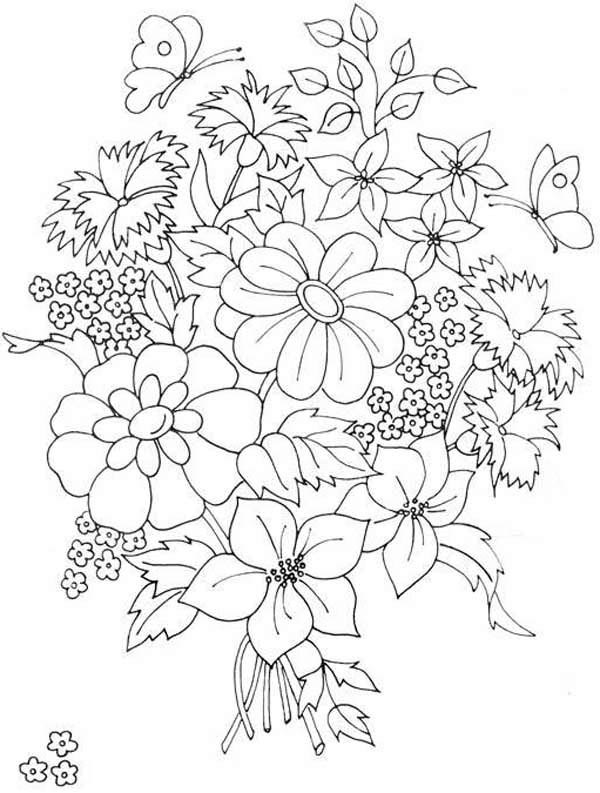 600x793 Beautiful Flower Bouquet Coloring Page Color Luna