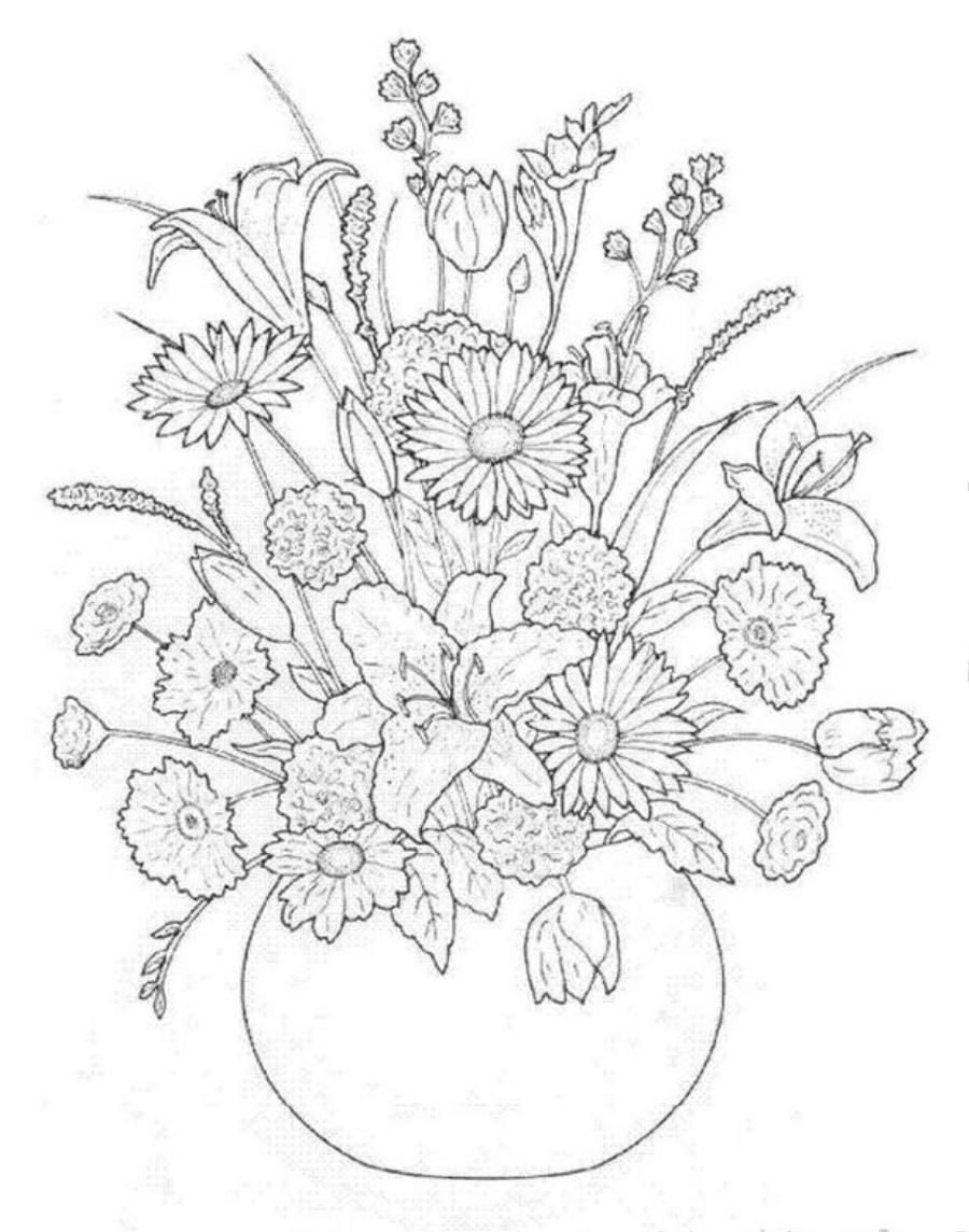 900x1144 Bouquet Of Flowers Coloring Page Different Pages