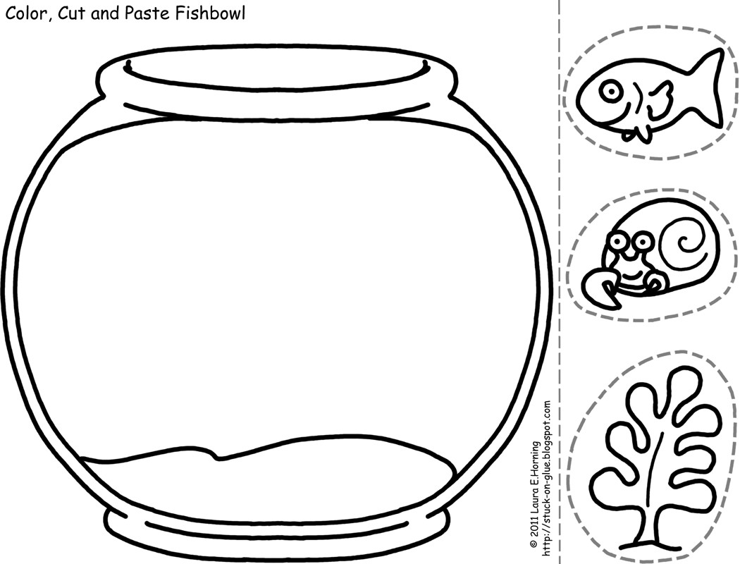 1050x800 Marvellous Design Fish Bowl Coloring Page Sheet Free Download Clip