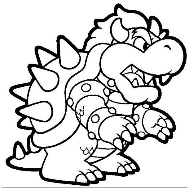 610x612 Bowser Coloring Page For Kids Coloring Board Bowser