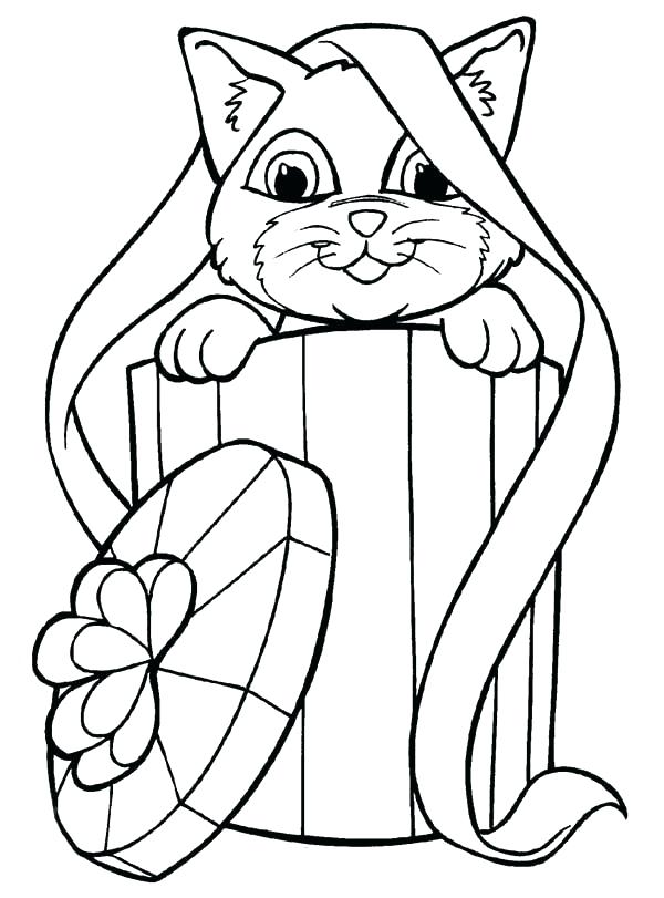 600x811 Box Coloring Page Present Coloring Page Box Kitten In A Present