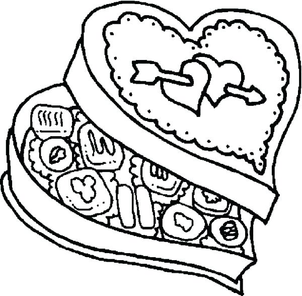 600x587 Chocolate Candy Coloring Pages Chocolate Food In Love Shaped Box