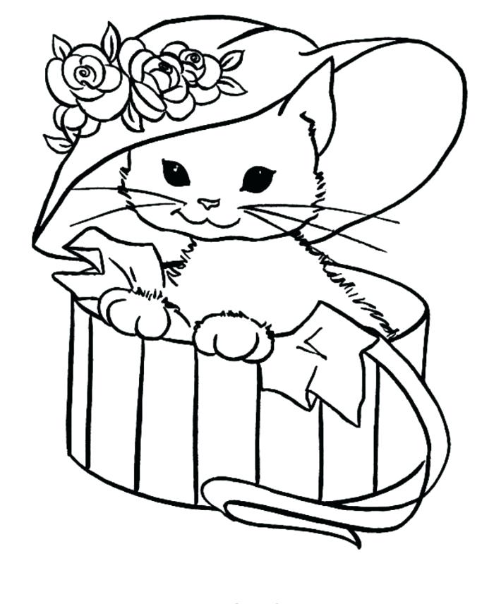 700x856 Coloring Cat Pictures Cat With Hat In A Box Coloring Halloween Cat